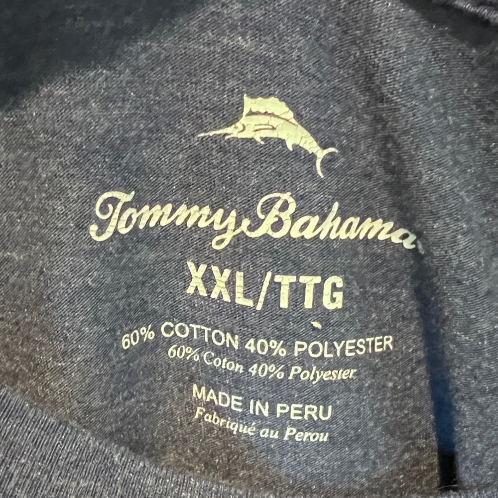 Tommy Bahama Mens XXL Blue Long‎ Sleeve Tee Red Rum Wine Graphic T-Shirt - Picture 5 of 9